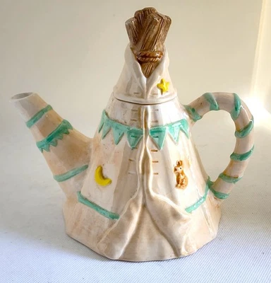 TETERA-Tienda-Estilo Tipi-Cerámica-Decorativa o para Usar-Sostiene 2 Tazas Foto 1 de 4