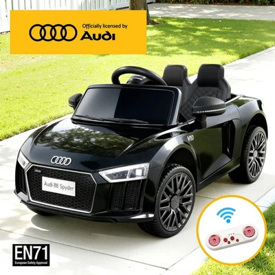 Kids Ride On Car Audi Licensed R8 Battery Electric Toy Black Remote 12V Cars - image 1 of 4