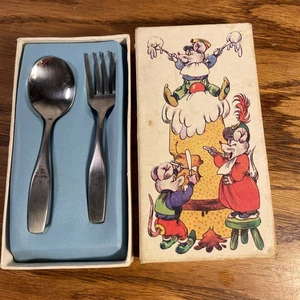 Vintage Leonard Kinder Gabel & Löffel Set im Originalkarton - Bild 1 von 7