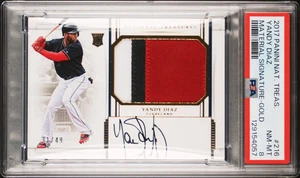 Yandy Diaz 2017 Panini National Treasures novato 3 parche automático/49 PSA 8 - Imagen 1 de 3