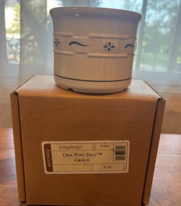 Longaberger Pottery BLUE One Pint Salt Crock 31666 - Picture 1 of 7