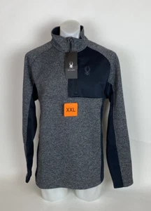 NWT Spyder Men's Size XXL Jacket Fleece 1/4 Zip Gray Black - Picture 1 of 9