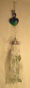 Peacock Wind Chimes, Metal/Glass with Hanging Hook, Total Length approx 36" NEW - Picture 1 of 8