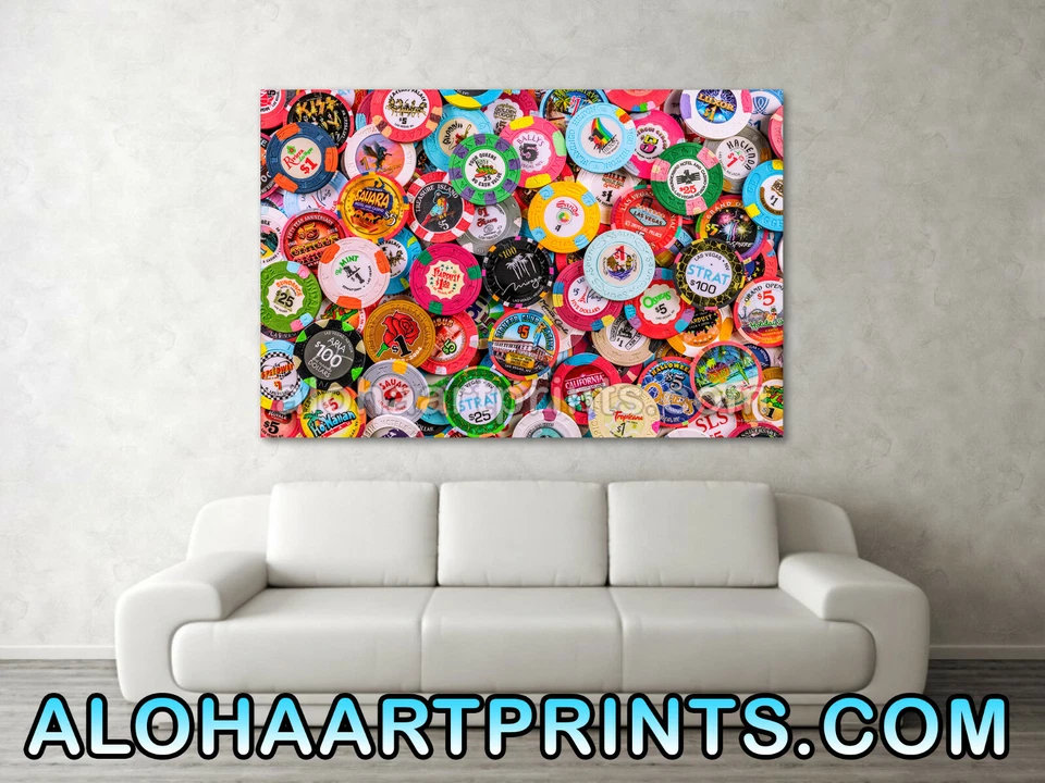 Collection of Las Vegas Casino Chips Sands Stardust Fine Art Print 24 by 36 - Image 1 of 4
