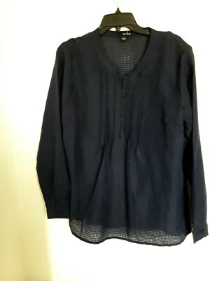 Top túnica Erika para mujer azul marino terciopelo negro manga 3/4 talla L XL Foto 1 de 4