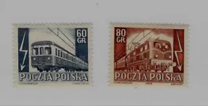 POLAND Sc 612-3 NH issue of 1954 - TRAINS - Picture 1 of 1