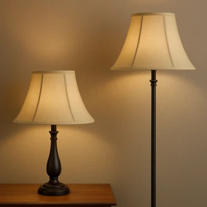 10" 12" 14" 16"Bell Shape Cream Silk Look Fabric Table Lamp and Floor Lamp Shade - Picture 1 of 11