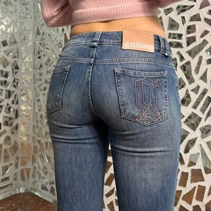 John Galliano Jeans Pants "G" Logo Light Blue Straight Mid Rise Italy size 28 - Picture 1 of 12