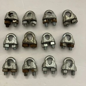 Cable Clamps 1/4” U-Bolts Galvanized Wire Rope Clamps Clips 12 pcs - Picture 1 of 2