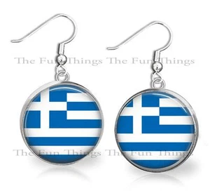 Pendientes colgantes con bandera griega hechos a mano artesano personalizado joyería del orgullo griego - Imagen 1 de 1