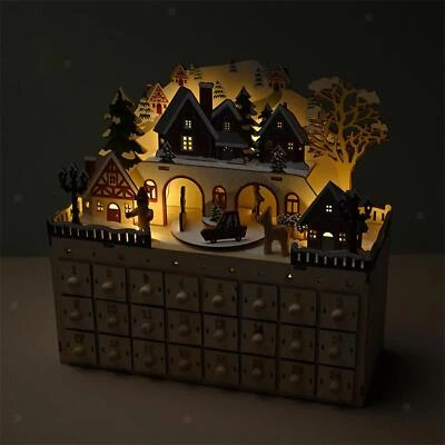 Christmas Advent Calendar with 24 Drawers 2024 LED Decorative Vintage Design - Image 1 of 4