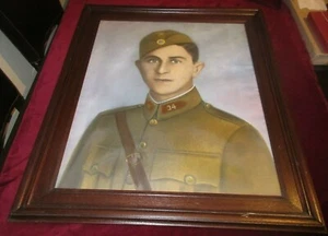 UNIQUE 34th REGIMENT GREEK - ITALIAN WAR 1940 OFFICER FRAME COLOR PORTRAIT   - Picture 1 of 7