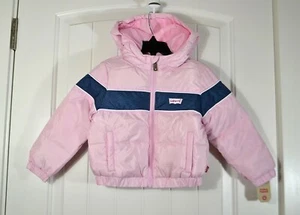 NWT BABY GIRL LEVI'S PINK JACKET LONG SLEEVE HOODIE FULL ZIP COAT SZ 12M 18M 24M - Picture 1 of 5