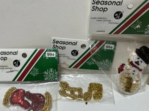 Vintage Sequined Beaded Christmas Snowman, Sleigh Appliqués Hobby Lobby - Picture 1 of 3