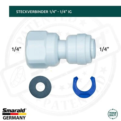 SMARALD® Steckverbinder 1/4" Quick&Easy x 1/4" IG Umkehrosmose Wasserfilter Verbinder