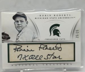 2015 Panini National Treasures ROBIN ROBERTS CUT AUTOGRAPH #D 03/25 MICHIGAN ST