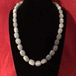 BBJ Sterling Silver Beaded Larimar Stone Necklace 18” - Picture 1 of 6