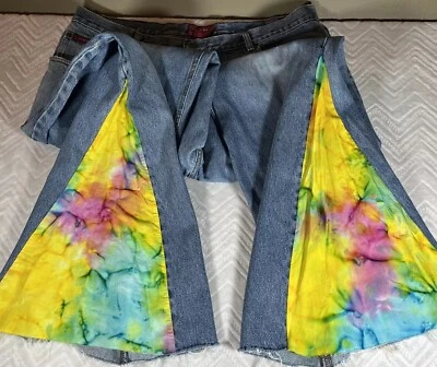 Jeans Hippie Boho Tie Dye Bell Bottom 40x32 Acampanados Unisex Personalizados Festival Denim Foto 1 de 4