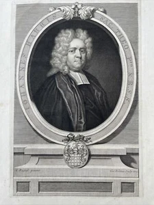 John Harris Antique Portrait Print History of Kent Trinity College Royal Society - Foto 1 di 2
