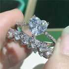 2Ct Heart Cut Simulated Diamond Bridal Set Engagement Ring 14K White Gold Finish