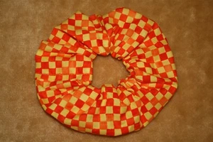 Scrunch-Ups HAIR SCRUNCHIES - Red, Orange & Yellow Checkered Print - Picture 1 of 4
