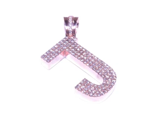 Mens 14k Rose Gold Prong Set 1.50ct White Diamond J Initial Charm Pendant - Picture 1 of 8