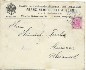 BRIEFUMSCHLAG VON 1903- CLAVIER-HARMONIUM-ETABLISSEMENT- K.u.K. HOFLIEFERANT - Bild 1 von 1