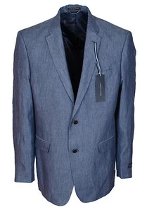 TOMMY HILFIGER HERREN 38R 2 KNOPF ETHAN BLAU LEINEN SPORT MANTEL JACKE BLAZER - Bild 1 von 4
