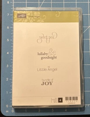Juego de estampillas de goma Stampin' Up Little Angel Set Sweet Pea, canción de cuna, paquete de alegría Foto 1 de 3