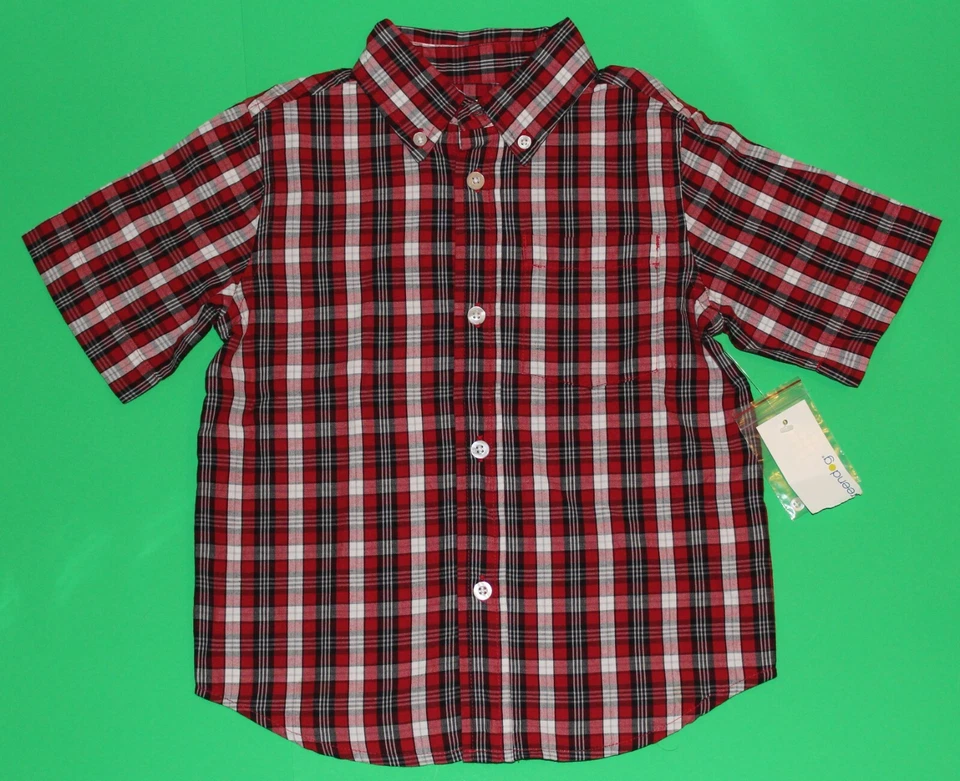 3t NWT Greendog Red Navy Check Short Sleeve Dress SHIRT Top Boys - Image 1 of 1