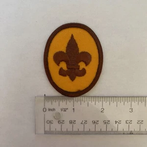 VINTAGE BOY SCOUT Cub Scout PATCH FLEUR-DE-LIS brown border - Picture 1 of 2