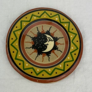 Tonala Mexican Pottery Hand Painted by Jimon Family Crescent Moon Plate Signed - Picture 1 of 6