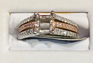NEW Diamond Simon G Semi-Mount Engagemant Ring 18kt Rose Gold Platinum GVT1-40 - Picture 1 of 12