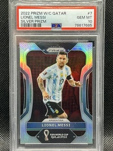 2022 Panini World Cup Qatar Prizm Silver Prizm Lionel Messi PSA 10 - Picture 1 of 2