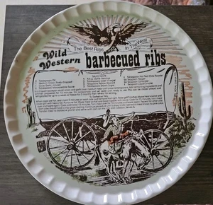 Vintage 1983 Royal China Co. Wild Western Barbecued Ribs Teller, Western, Cowboy! - Bild 1 von 7