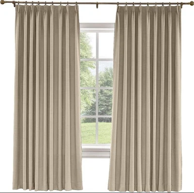 Tapioca Blackout Pinch Pleat Curtain 52x108” Thermal Double Layer Drape, 2 panel - Image 1 of 4
