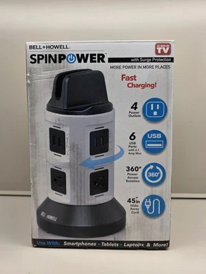 Bell + Howell Spin Power 4-Outlets/6 USB, The Ultimate Smart Charging Station - Image 1 of 4