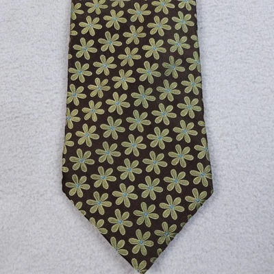 Ted Baker Tie Mens Brown Green Silk Floral Pattern Hand Tailored Made USA 57 in - Image 1 of 4
