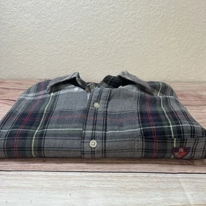Polo Ralph Lauren Golf Cotton Plaid Flannel Crest Logo Gray Red Green Men's XL - Picture 1 of 11