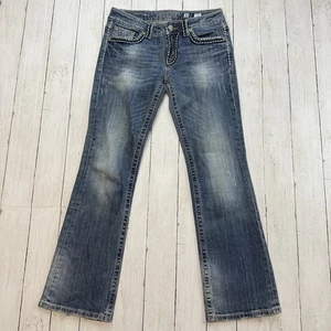 Y2K Miss Me Irene Boot Cut Blue Jeans Nähte bestickt Taschen Größe 30x30 - Bild 1 von 10