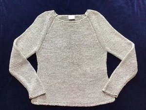 Next Natural/Grey Loose Knitted Summer Jumper Sweater - Sz 14 - Picture 1 of 5