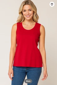 Misook Knit Tank Top Shell Size Medium Red Sleeveless Wrinkle Resistant Preppy - Picture 1 of 10