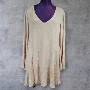 Free People Daylight Dreams Crinkle Bell Sleeve Tunic Dress Size Small Women N10 - Picture 1 of 11