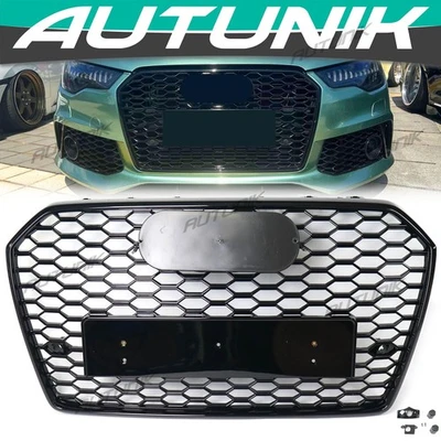 Honeycomb RS Front Mesh Grille Black for Audi A6 S6 C7 2016 2017 2018 - Imagem 1 de 4