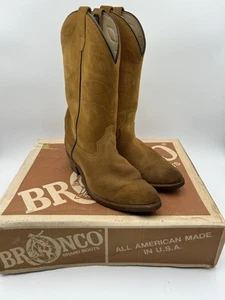 Bronco Sz 10.5D Women’s Cowboy Boots Brown American USA Made Vintage Point Toe - Picture 1 of 14
