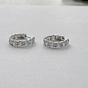 Sterling Silber innen außen CZ Creolen Gewölbe Verschluss - Bild 1 von 9