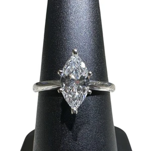 IGI Certified Lab Grown Diamond Wedding Ring 1.50 CT Marquise Cut 18K White Gold - Picture 1 of 10