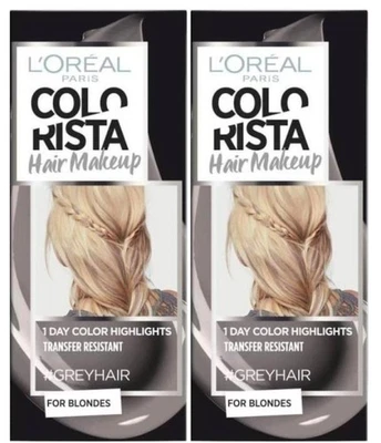 2 X L'Oréal Colorista Hair Makeup Grey 30mL – 1 Day Colour for Blondes - Loreal  - image 1 of 2