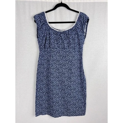 Vintage Molly Malloy Dress Womens 12 Petite Y2K Babydoll Milkmaid Blue Floral Foto 1 de 4