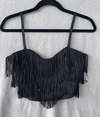 Top Shop Fringe Crop Top - Image 1 of 4